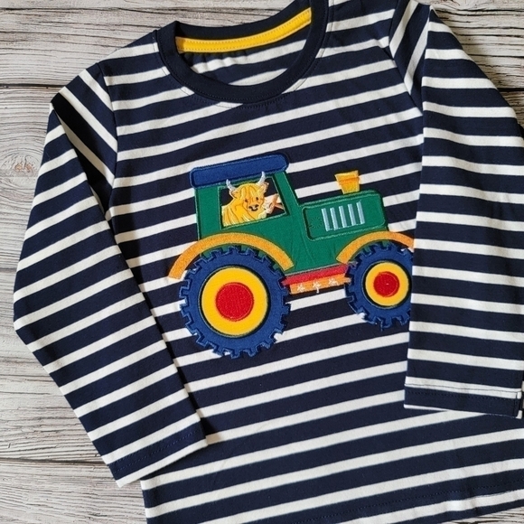 Highland Cow and Tractor Striped Long-Sleeve Top NWT - Picture 4 of 5